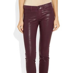 J Brand Texture Coated Jeans in Merlot/Burgundy